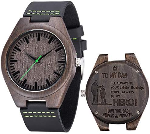 Custom Engraved Wood Bamboo Watch for Men Analog Quartz Watches Personalized Birthday Anniversary Christmas Gift for Husband and Son