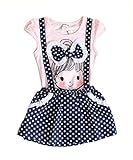 Baby Girls Kids Polka Dot One-pieces Dress Skirt Summer Dress Belt Clothing 2-6y (5-6 Years, pink)