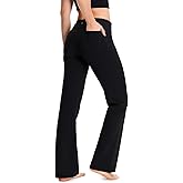 Yogipace Women's Petite/Regular/Tall Bootcut Yoga Pants with Back Pockets,Flare Travel Lounge Pant