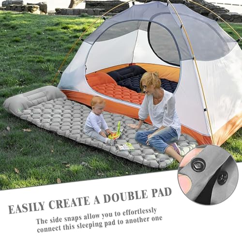 Sleeping Air Pad for Camping Inflatable Sleeping Mattress with Pillow | Self Inflating Sleep Mat Ultralight Compact Mattress Bed Cushion for Backpacking Hiking Car Traveling Beach Tent Single Grey