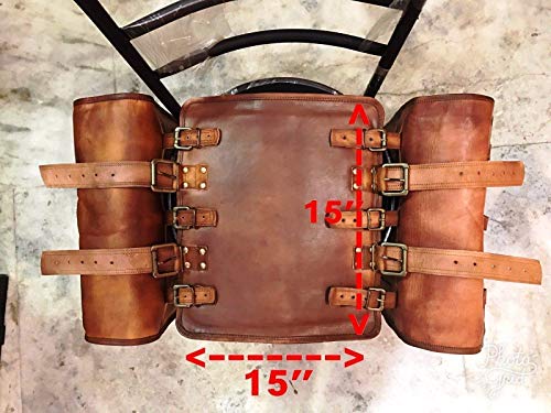 Leather Native 2 X HUGE Motorcycle Side Pouch Brown Leather Side Pouch Classic Saddlebags Saddle Panniers (2 Bags) Summer Sale!
