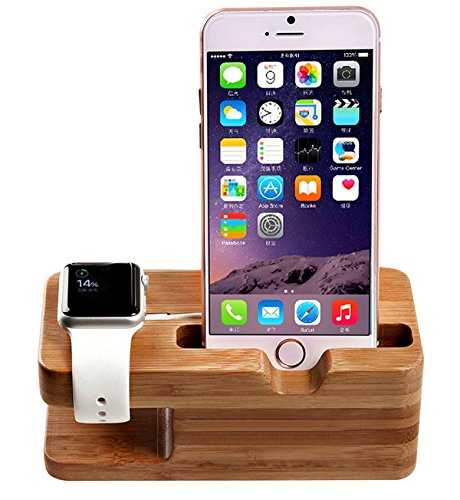 Annymall Apple Watch Stand, Bamboo Wood Charge Dock, Charge Dock Holder, Charge Station/Cradle for Apple Watch, iPhone, iPhone & Smartphones