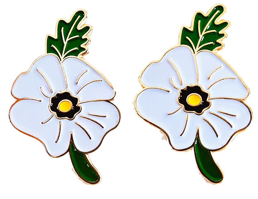 White Poppy Pin Badge Brooch Remembrance Day World War Peace Military Veteran Memorial Pins