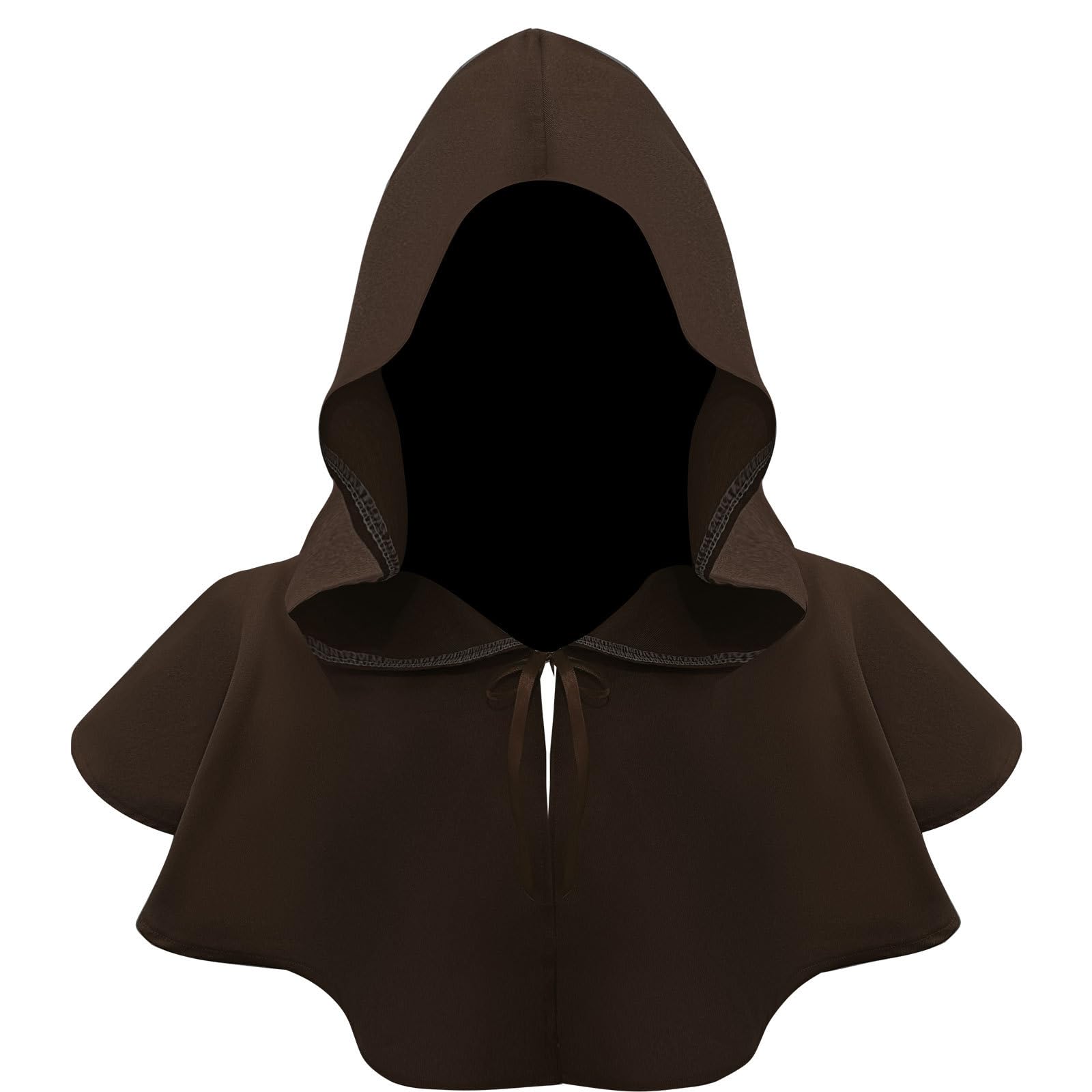 Spydge Medieval Hooded Cowl Halloween Cowl Cloak Hat Cloak Cape Cosplay Costume Accessories for Men Women Halloween Cosplay Party Costume Brown