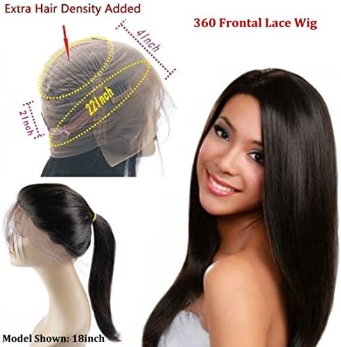 360 Full Lace Wig Straight 360 Lace Front Human Hair Wigs Peruvian Virgin 360 Lace Frontal Wig 130% Density with Pre Plucked Natural Hairline Baby Hair 360 Full Lace Human Hair Wig (18")