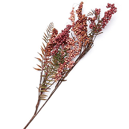Factory Direct Craft Mauve Artificial Berry Cluster Stems With Fern Leaves - 4 Stemss