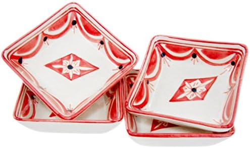 Le Souk Ceramique NJ30 Stoneware Square Sauce Dishes, Set of 4, Nejma