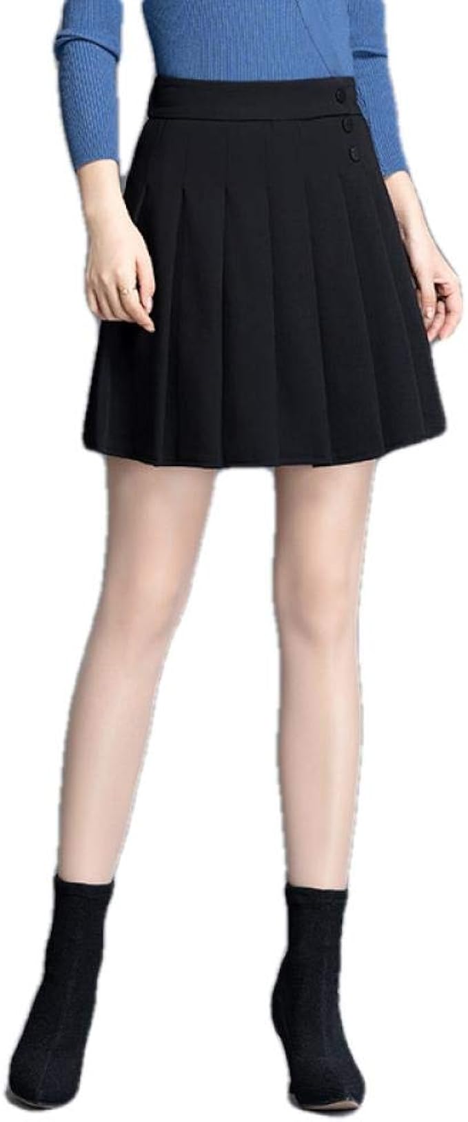 ERTYUIO Short Skirts Women Popular Pleated Women's Black Skirts High