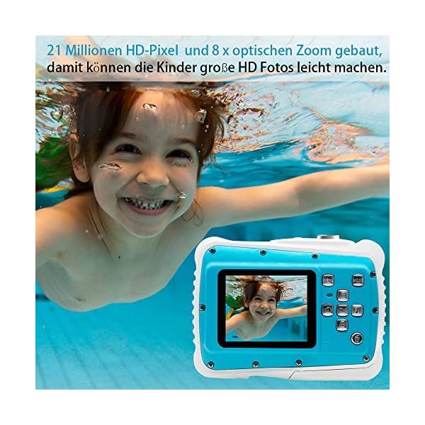 AMTSEE Kinderkamera Wasserdicht 21MP HD Digitalkamera 2,0 TFT LCD Bildschirm Kamera für Kinder 8-facher Digitalzoom… – Bild 4