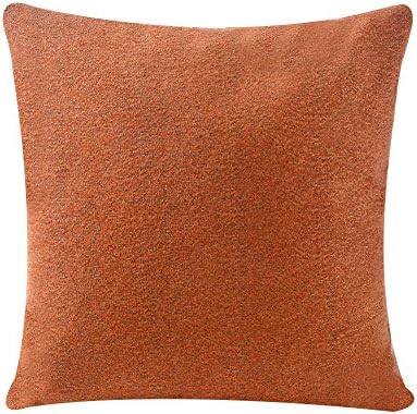 WFLOSUNVE Chenille Pillow Cover Square Decorative Throw Pillow Case Cushion Cover with Hidden Zipper for Couch and Sofa 18x18 Inch, No Pillow Insert (Orange)