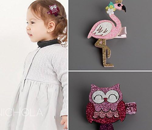 Cute Flamingo & Owl Figures 2pcs Hair Clip Accessory for Children Baby Girls Toddler Party Birthday Gift boutique