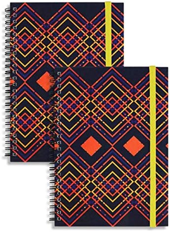 Miliko A5 Color Geometry Series Hardcover Dot Wirebound/Spiral Notebook/Journal Set-2 Per Pack, 8.27 Inches x 5.68 Inches(Dot)