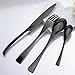 Flatware Cutlery Sets, HUIRUI Stainless Steel Silverware Set for Families, Kitchens, Hotels or Restaurants Gift Box Package 4 Piece Include Knife/Fork/Spoon Black