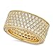 The Bling Factory Hip Hop 14k Gold Plated Iced Out Micropave CZ 13mm Eternity Band Ring, Size 12