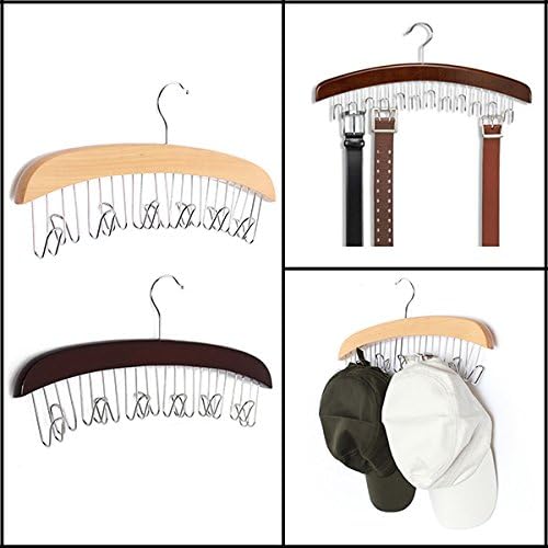 Multifunction Hardwood Belt Tie Cap Hanger With 12Pcs Chrome Hook Closet Hook (Random: Color)