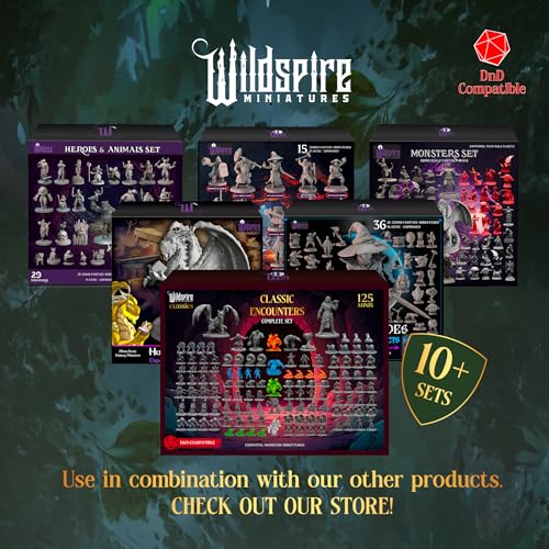 The Realm Set - 195 minis - Heroes, Monsters, NPC Characters for DND Miniatures Bulk I 28mm Dungeon Dragons D&D Miniatures I DND Minis D&D Figures I Pathfinder, Daggerheart, Realm Reforged