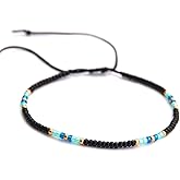 Anklet for Women, Unique Beaded Thin Anklet, Black Gold Colorful Boho Hippie Waterproof Beach Foot Jewelry, Native American Style, Handmade by Tribes