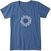 Life is Good Women's Crusher Tee Shirt, Short Sleeve Cotton Graphic T-Shirts, French Sunflower