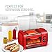 Elite Cuisine EHD-051R Hot Dog Toaster Oven, 30-Min Timer, Stainless Steel Heat Rollers Bake & Crumb Tray, World Series Baseball, 4 Bun Capacity, Red