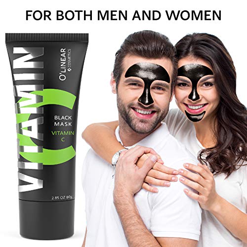 Black Charcoal Mask - Face Peel Off Mask with Organic Bamboo and Vitamin C - Deep Cleansing Pore Blackhead Removal and Purifying Black Mask for Men and Women