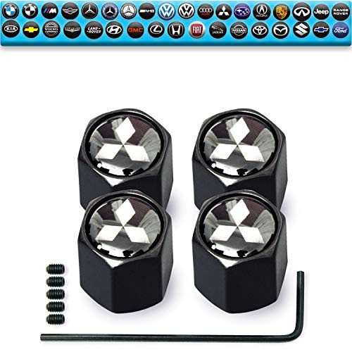 Custom Tire Valve Stem Caps (35 Vehicle Models) Anti-Theft Hexagon Design | Car, Truck, SUV | Leakproof, Airtight, Dustproof Seal | All-Weather, Lock Tight Fit (for Mitsubishi Vehicles)