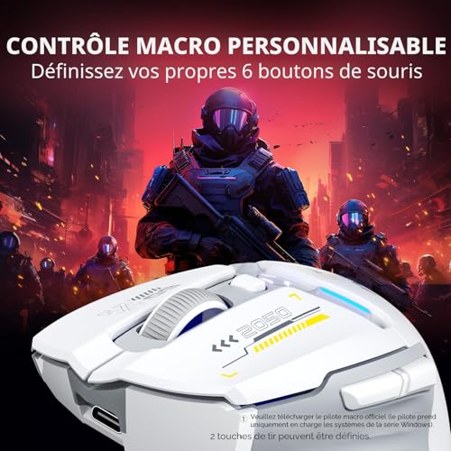 inphic IN9 Wireless/Bluetooth/Wired Gamer Mouse, 10000 DPI, 6 Programmable Buttons, Tri-Mode Ergonomic Rechargeable Gaming Mouse with RGB Lighting Customizable for Computer/PC