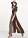 ROMWE Women's Summer Casual Half Sleeve Vintage Print Split Maxi Dress Black L