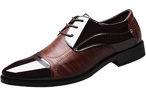 Men's Casual Oxford Shoes Fashion Business Walking Formal Shoes Leather Work Meeting Derby Shoes