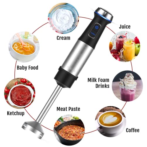 Immersion Hand Blender,500WStepless Speed 4in1 Smart Stick Blender