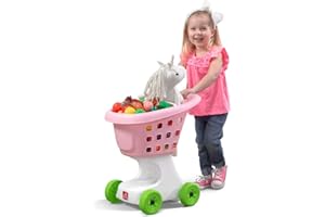 Step2 Little Helper's Shopping Cart for Kids, Play Grocery Cart, Made of Durable Plastic, for Toddlers 2+ Years Old, Pink
