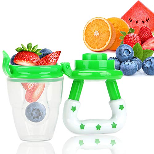 Baby Fresh Food Feeder 3Pcs Fruit Silicone Nipple Teething Toy Reusable Aching Gums Pacifier Green