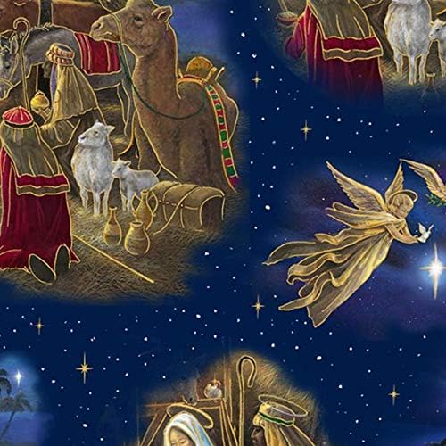 Holy Night Navy Nativity Vingette Fabric 27252N from Quilting Treasures by The Yard