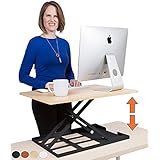 Standing Desk X-Elite – Stand Steady Standing Desk | X-Elite Pro Version, Instantly Convert Any Desk into a Sit / Stand up Desk, Height-Adjustable, Fully Assembled Desk Converter (Maple)