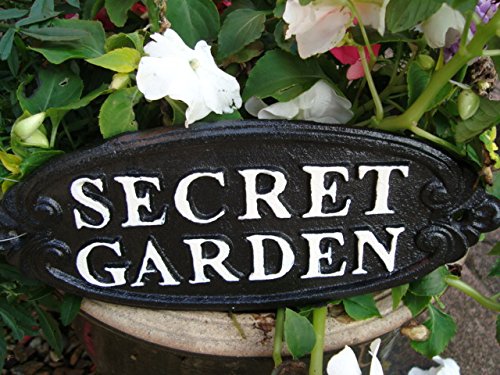 Cast Iron Garden Patio Wall Plaque Sign SECRET GARDEN