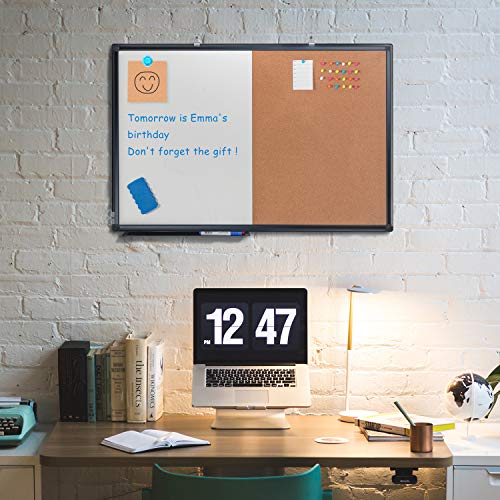 Combination Board, 36 x 24 Magnetic Whiteboard & Cork Board, Dry Erase Board Bulletin Combo Board for Home Office Classroom, Wall Mounted Memo Message Board - Thumbnail 4