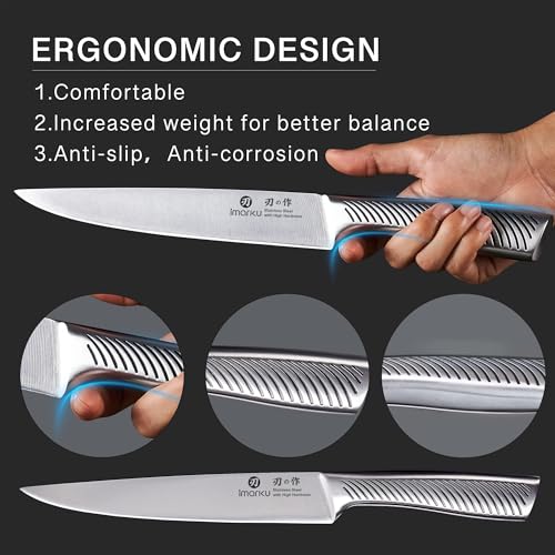 imarku Knife Block with Knife, 14 Pieces, Sharp Japanese High-Quality Knife Set, Chef's Knife, Kitchen Knife Set with Block Sharpener and Scissors for Household and Professionals, Black