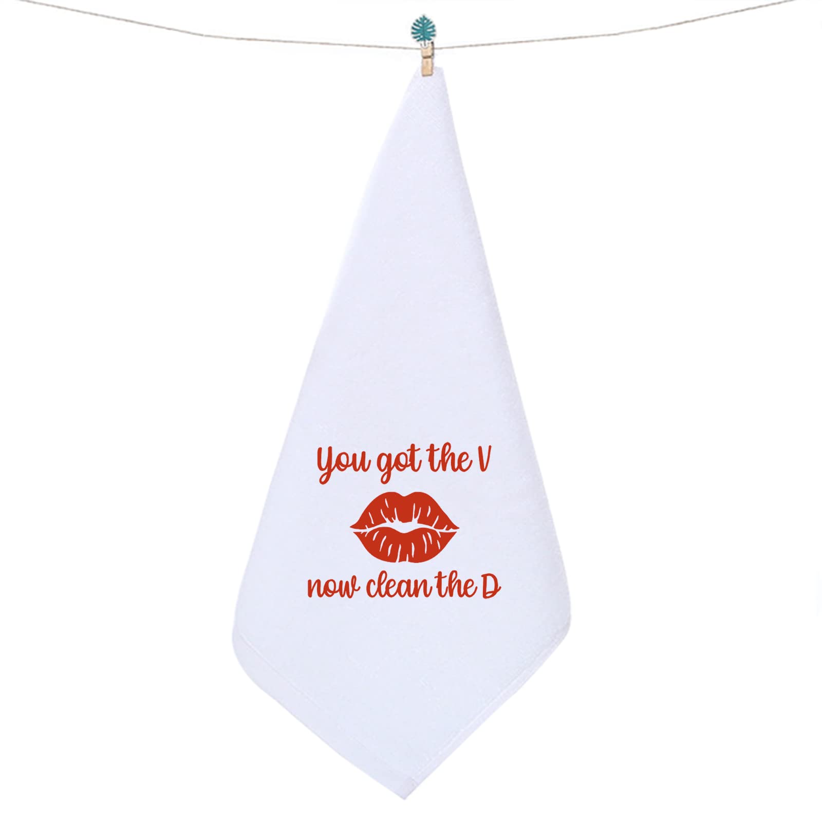 WZMPA You Got The V Now Clean The D Wash Towel Naughty After Cum Gift Gag Wash Cloth Adult Humor Gift for Girlfriend Wife Bride (You Got The V)