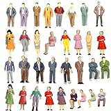 50 PCS People Figures, Kinear Model Trains Architectural 1:50 Scale Hand Painted Figures O Scale Seated and Standing Tiny People for Miniature Scenes Model Railway Trains Garden Railroad