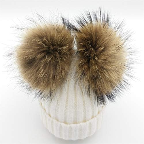 Women Winter Caps Real Mink Fur Pompom Hat Knitted Wool Cotton Hats Two Pompoms Skullies Beanies Bonnet Girls Female Cap