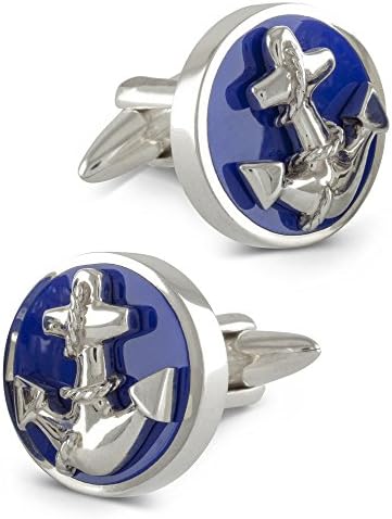ZAUNICKAnchor Cufflinks Sterling Silver & blue enamel Handcrafted