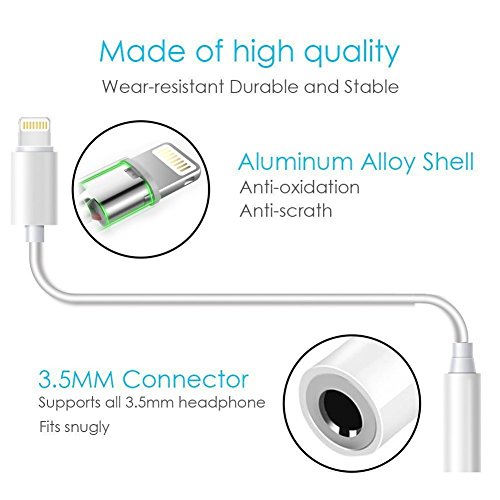 [2-Pack] Chesson Lighting to 3.5mm Headphone Jack Adapter Cable Compatible with iPhone 7/7 Plus,Adapter (iOS 10) (White Accessories - Thumbnail 6