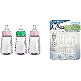 NUK First Essentials 5-Ounce Clear View Bottles, Slow Flow with Gerber First Essential 6 Pack Silicone Nipples, Slow Flow