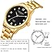 DREAMING Q&P IP Gold Plating Steel Roman Numeral Dial with Rhinestones Luxury Mens Wrist Watches for Man Black 003