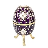 QIFU-Hand Painted Enameled Faberge Egg Style Decorative Hinged Jewelry Trinket Box Unique Gift For Home Decor