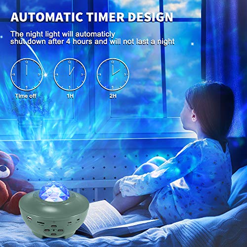 Galaxy Projector, VOLADOR Star Night Light Projector with Remote Control, Ocean Wave Projection Light with Bluetooth Music Speaker for Kids Adults Bedroom Ceiling Game Room Home Party - Green