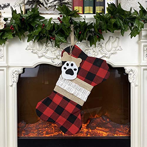 Nikolausstiefel zum Befüllen 3er Set, 46X26 cm Nikolausstumpf Hundeknochen Design, großer Weihnachtsstrumpf als Weihnachtsgeschenktasche, Weihnachtsdeko zum Aufhängen für Wand, Kamin, Weihanchtsbaum