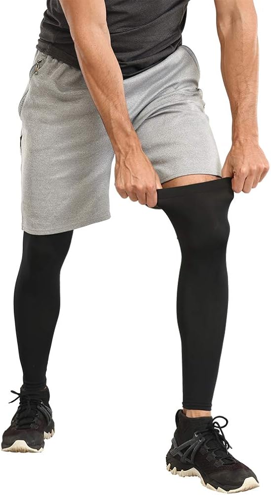 Compression Leg Sleeves - Basketball Full Length Leg Sleeves for Men, Women, Youth - UPF 50 UV Protection: Clothing