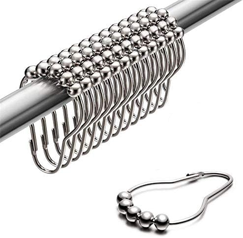 Shower Curtain Hooks Bathroom Curtain Hooks for Heavy Duty Roller Shower Curtain Rings Set of 12