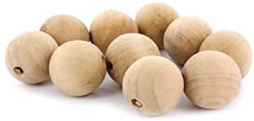 La Fourmi Unpainted Wood Beads 30mm Hole 5mm 10pcs, Beige, standart
