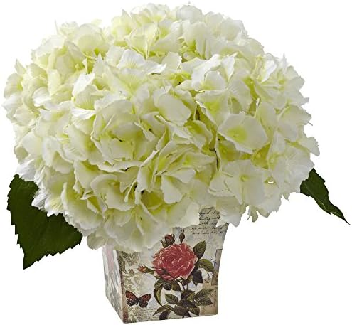Nearly Natural 1373Cr Hydrangea Silk Arrangement With Floral Planter B